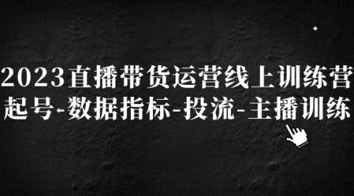 2023直播带货运营线上训练营，起号-数据指标-投流-主播训练