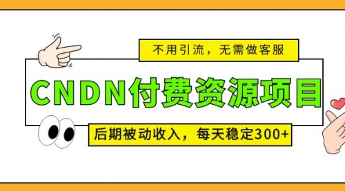 CNDN付费资源项目，不用引流，无需做客服，后期被动收入，每天稳定300+ 1