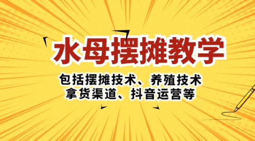 水母·摆摊教学，抖音运营，包括摆摊技术、养殖技术、拿货渠道、等