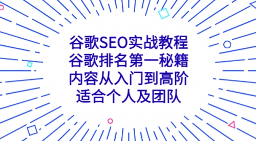 谷歌SEO实战教程：谷歌排名第一秘籍，内容从入门到高阶，适合个人及团队