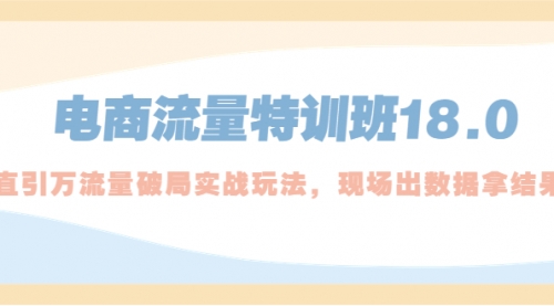 电商流量特训班18.0，直引万流量破局实操玩法，现场出数据拿结果